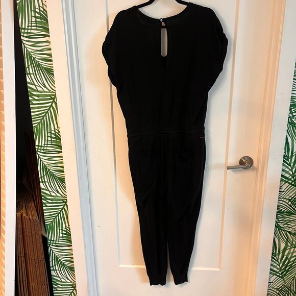 N:philanthropy Black Jersey Short Sleeves V Neck Space Jumpsuit Size Large - Picture 2 of 11